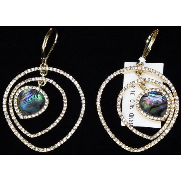 NEW Anne Klein Gold-Tone Stone & Crystal Pave Orbital Drop Earrings - Picture 3 of 3